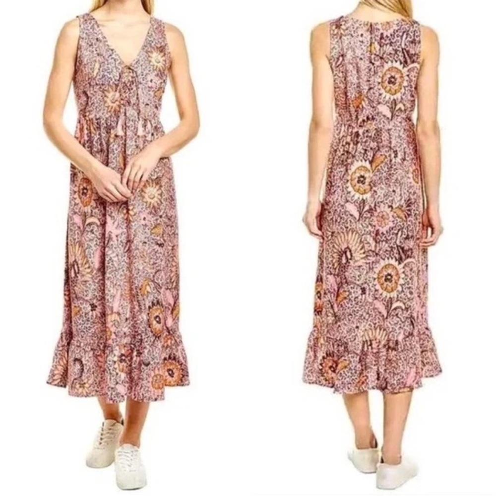 Madewell Lace-Up Ruffle-Hem Midi Dress in Bali